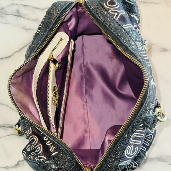 Henri Bendel Signature Brown Logo Speedy Satchel Large Handbag 13"x7x8 Gold - Picture 6 of 13